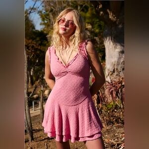 Free People Alice Mini Dress In Pink Icing